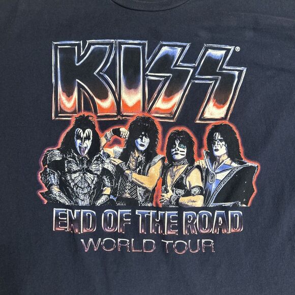 2019 Kiss End of the Road World Tour Concert T Shirt XXL Black Souvenir Dates - Picture 2 of 7